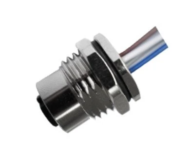 M12-Buchse, lötbar, vorne befestigt, A-Kodierung 4PIN M16*1,5 Draht 0,5 m