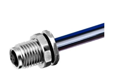 M5-Buchse, Lötanschluss A-Kodierung, 3-polig, vorne, 0,5 m langes Kabel